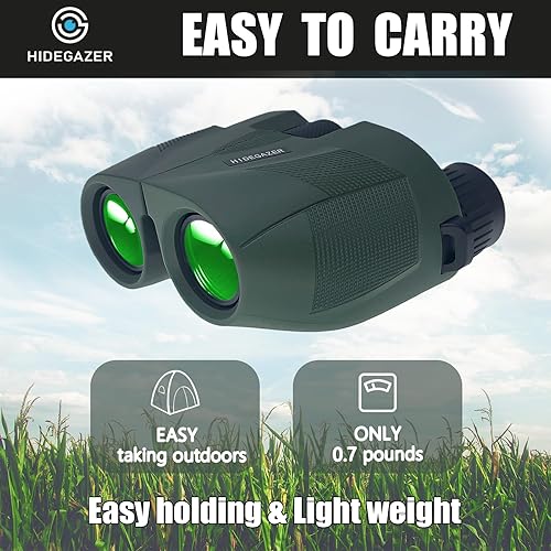Miniatura 2 de HIDEGAZER Binoculares de alta potencia para adultos y niños, prismáticos compactos de 10 x 25 pulgadas para observación de aves, binoculares de