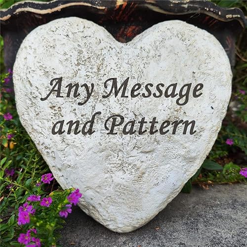 Piedras decorativas de jardín personalizadas grabadas con cualquier mensaje y patrón, lápidas en forma de corazón, rocas conmemorativas para regalos