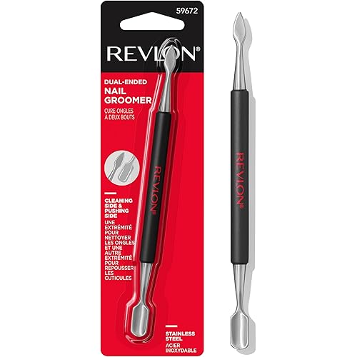 Revlon Expert Dual-Ended Nail Groomer, Stainless Steel Manicure Tool, Clean Under Fingernails and Lift Cuticles, 1 Count