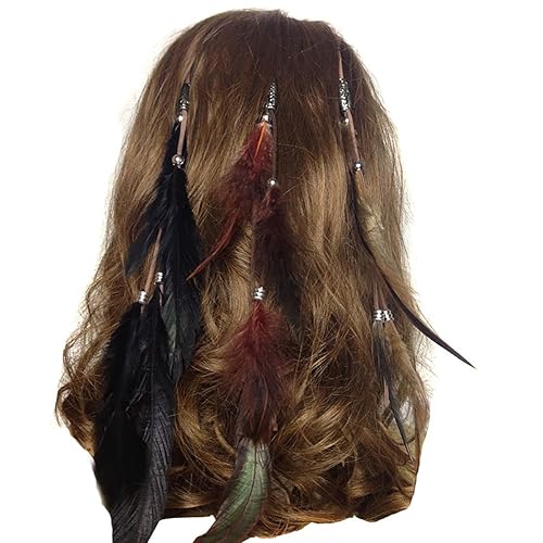 Juego de 3 extensiones de cabello hippie bohemio hechas a mano con clip de plumas, peine, tocado, horquilla, accesorios de bricolaje para mujeres y