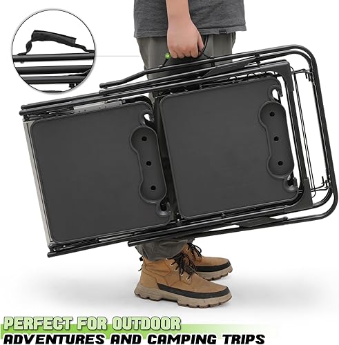 Miniatura 9 de Magshion Mesa de campamento plegable para cocinar al aire libre, mesa de picnic plegable portátil de aluminio, 52 x 17.5 x 32 pulgadas (negro)