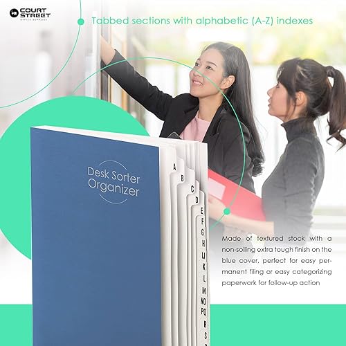 Miniatura 5 de C-Line - Tira clasificadora de documentos multiusos, azul, 2.5 x 23.5 pulgadas, clasificador azul y de escritorioarchivos, tamaño carta, azul
