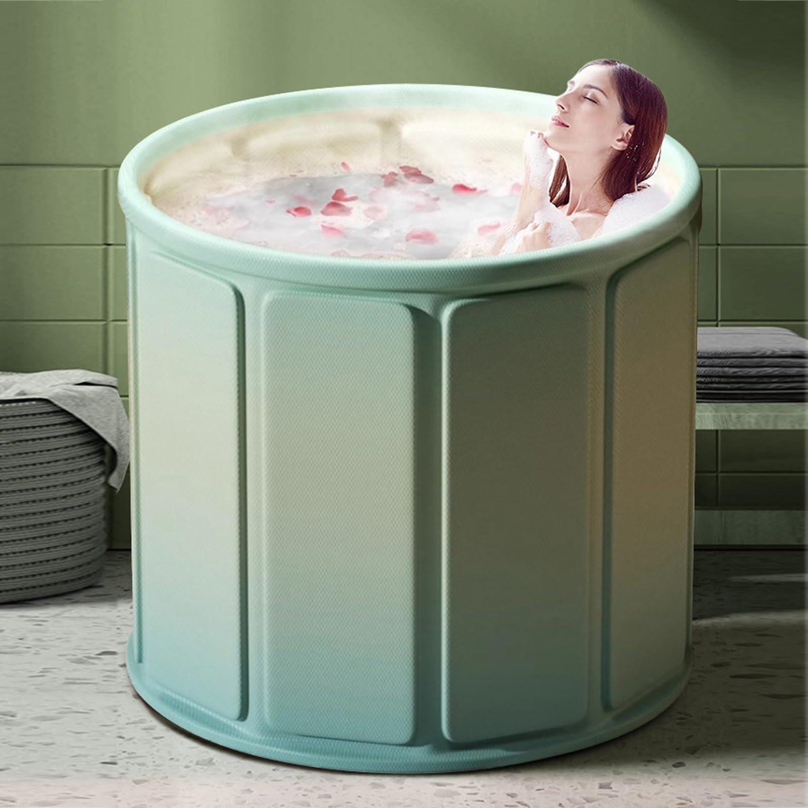 Bañera Portátil, Bañera Independiente Plegable, Bañera con Cabina de Ducha, Bañera de Hidromasaje Plegable para Adultos, Niños Y Niñas(Large)