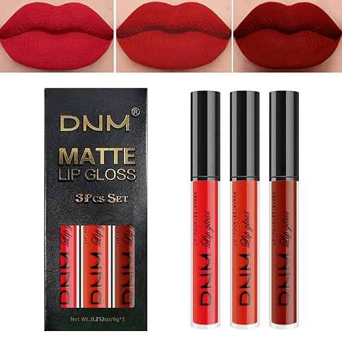 WYBLZPXZ Juego de 3 lápices labiales líquidos color rojo oscuro, negro, morado, azul, mate, mate, de larga duración, impermeable, antiadherente, a