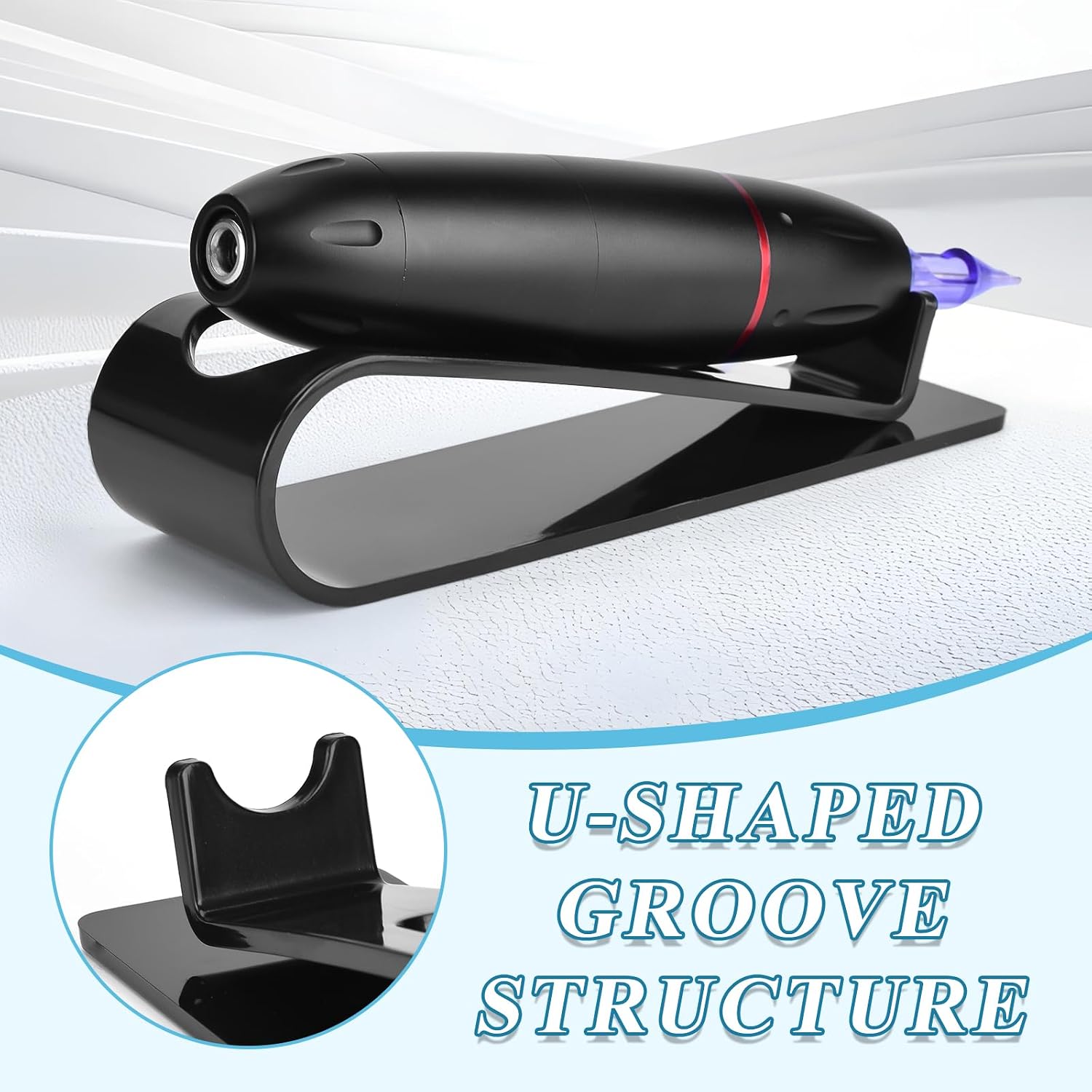 ATOMUS Tattoo Machine Holder Stand, 3 Pack Acrylic U-Shape Rack for Pen & Rotary Machine