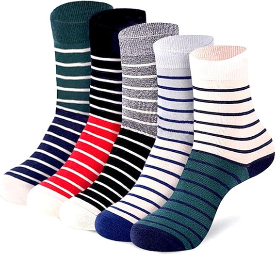 Montesy 5 Paar Regenbogen-Streifensocken Für Kinder 3-12 Jahre - Weiche Baumwollsocken Für Schule & Freizeit