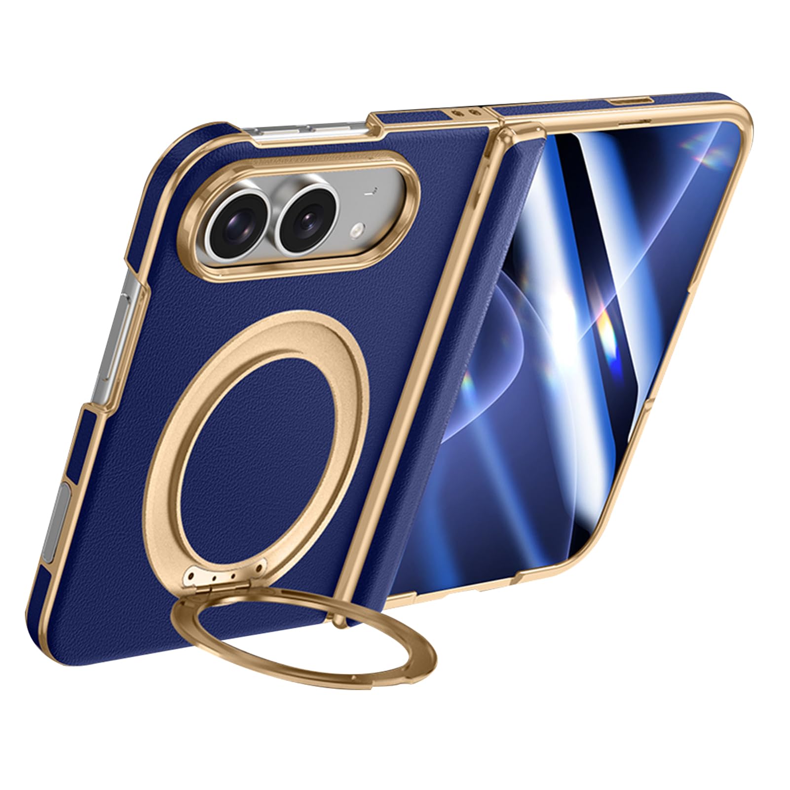 Pokrowiec skórzany do iPhone Duo, magnetyczny pierścień, ochrona ekranu