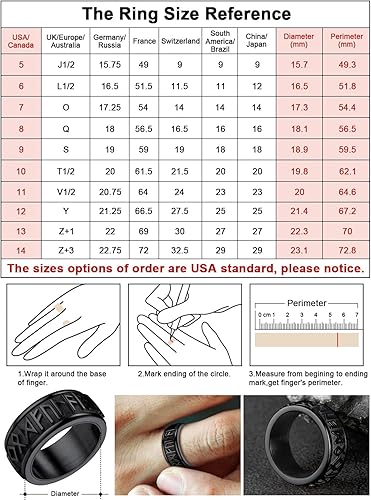 Miniatura 6 de FaithHeart Anillo de runas giratorias vikingas nórdicas de acero inoxidablechapado en oro, anillos giratorios para hombres y mujeres, puede grabado