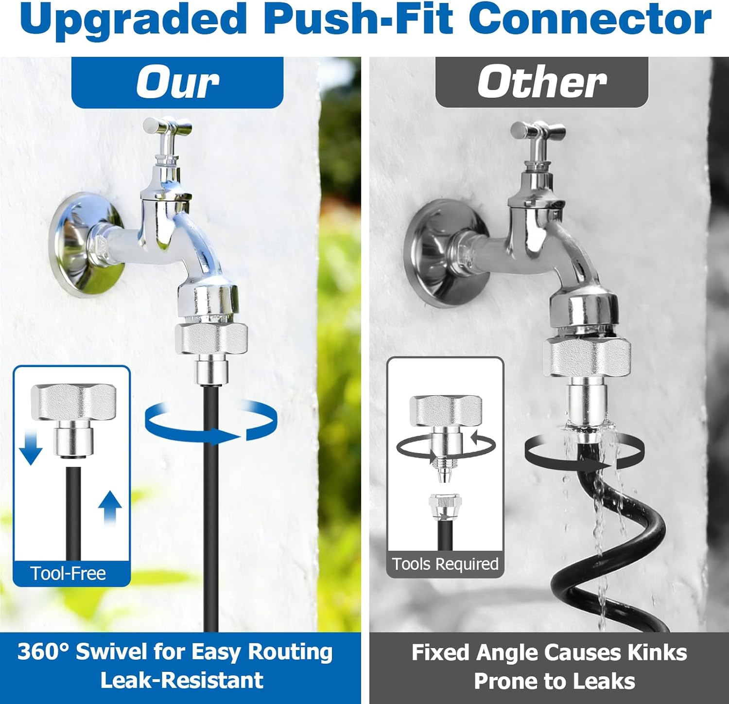 Mellbree Misters for Outside Patio 60FT/18M, Pre-Assembled Misting Cooling System with 19 Brass Nozzles & 3/4" Adapter, Outdoor Mister for Garden, Backyard, Pool, Greenhouse, Play Area, Trampoline