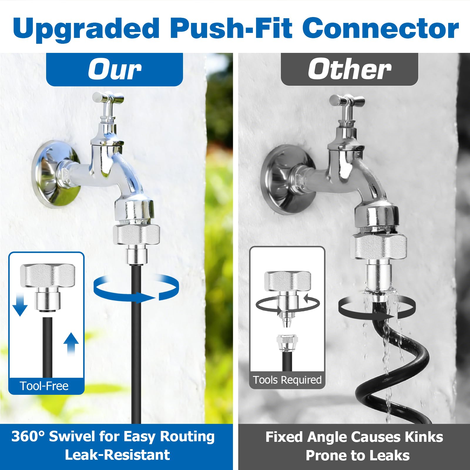 Nebelkühlsystem 30 m mit 30 Messingnebeldüsen 1,9 cm Adapter für Außenterrasse Garten