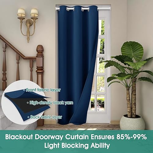 Miniatura 127 de HOMEIDEAS Cortinas de puerta para privacidad de puerta, cortina opaca para puerta de armario para dormitorio, cortinas con aislamiento con lazo