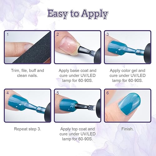 Miniatura 8 de JODSONE - Kit de esmalte de uñas de gel de 20 colores con lámpara ultravioleta, capa superior mate, gel de uñas vibrante de alto brillo equipado con