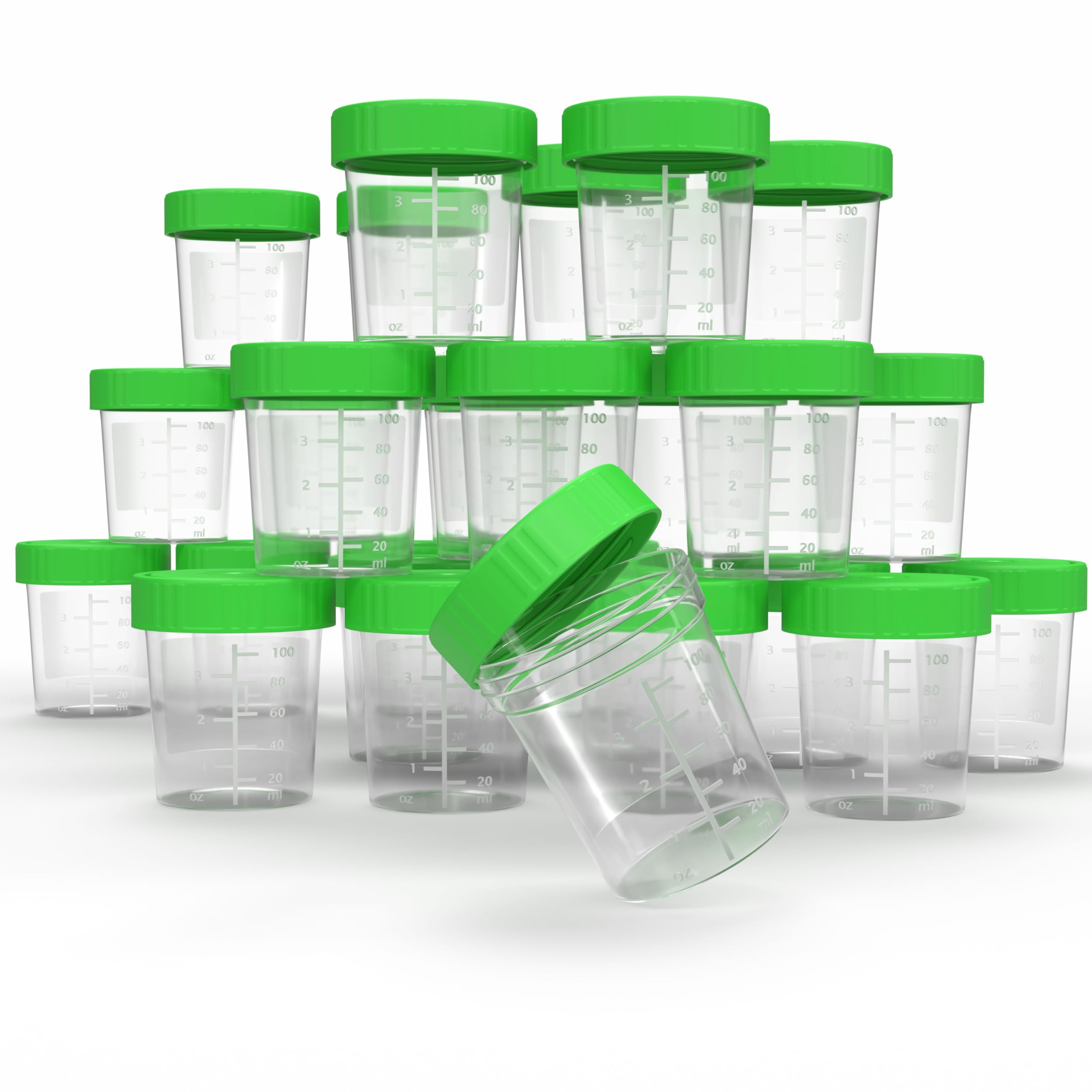 Horn Medical Urinbecher/Probenbecher mit Schraubverschluss 125ml Fassungsvermögen, Maßtabelle bis 100ml/3oz, beschriftbar (25)