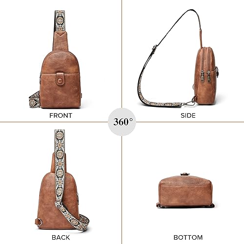 Miniatura 6 de OPAGE Small Sling Bag for Women, Leather Fanny Pack Crossbody Bag for Women Trendy Chest Bag with Adjustable Strap for Travel