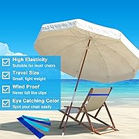 Vista 4 de Paquete de 4 bandas de toalla, bandas de toalla para silla de playa, clips de toalla de goma para silla de piscina, accesorios imprescindibles