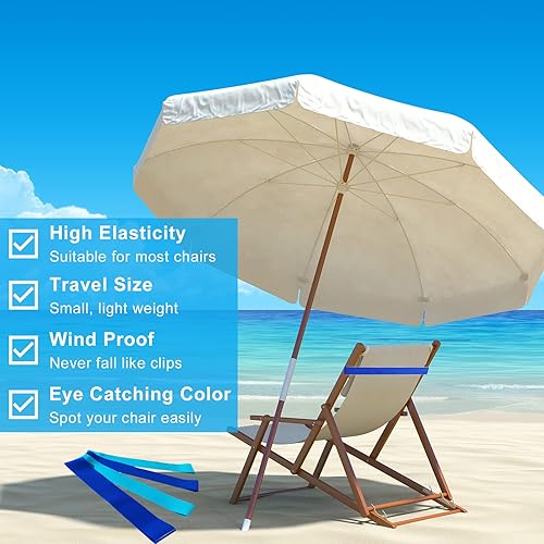 Miniatura 4 de Paquete de 4 bandas de toalla, bandas de toalla para silla de playa, clips de toalla de goma para silla de piscina, accesorios imprescindibles de