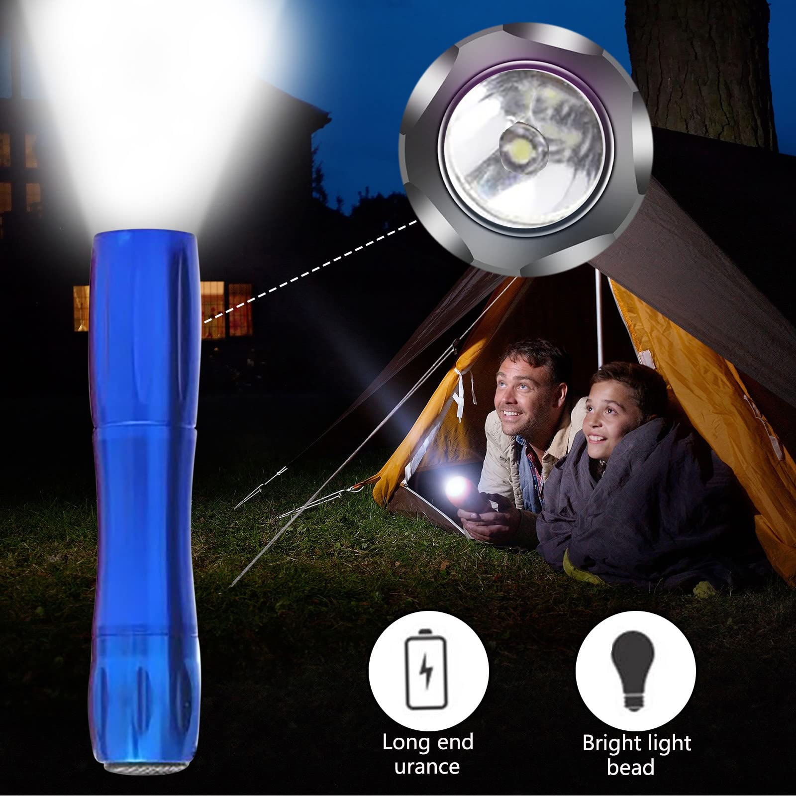 Torcia elettrica KZQ per bambini, piccola e potente - Mini torcia potente da 60 lumen - Portata