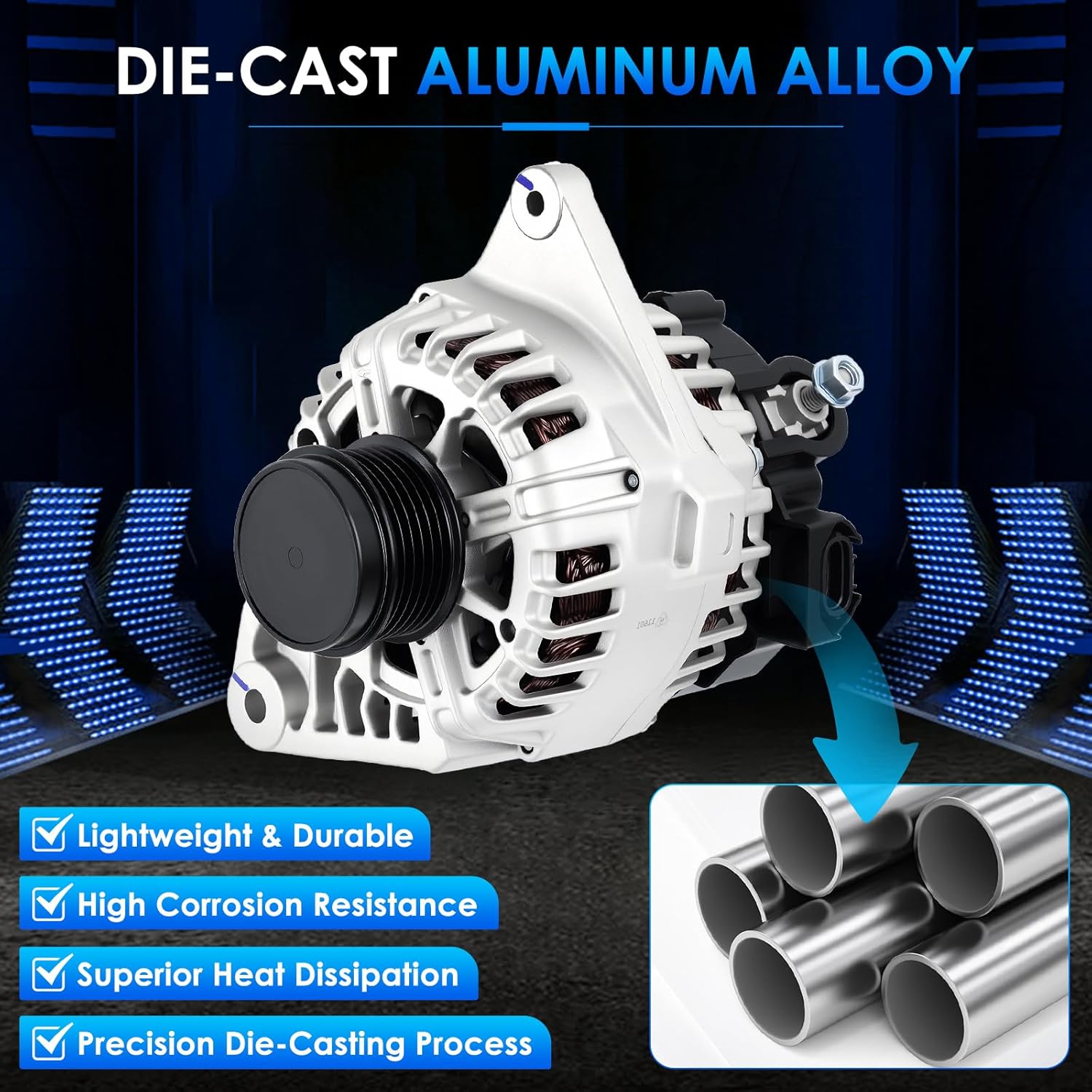 11610 Car Alternators Fit for Hyundai Elantra 11-17, Elantra Coupe 13-14, Elantra GT 13-17, for Kia Soul 12-13, Forte, Forte Koup, Forte5 14-16 Automotive Replacement Alternator 373002E200
