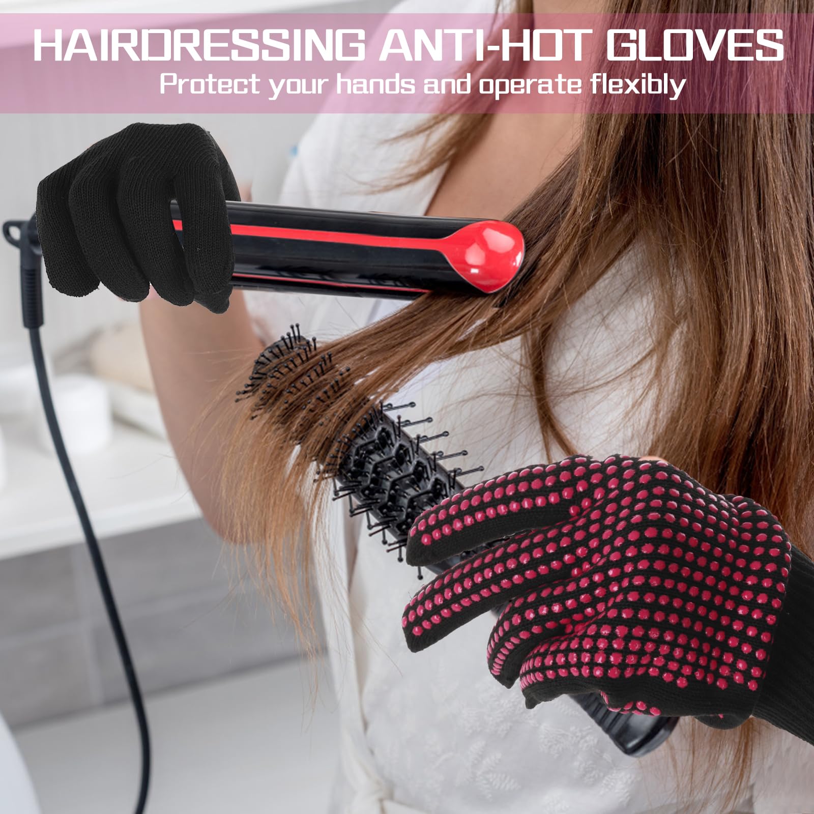 Dimeho Lot de 2 gants professionnels résistants à la chaleur pour coiffure et protection contre la chaleur