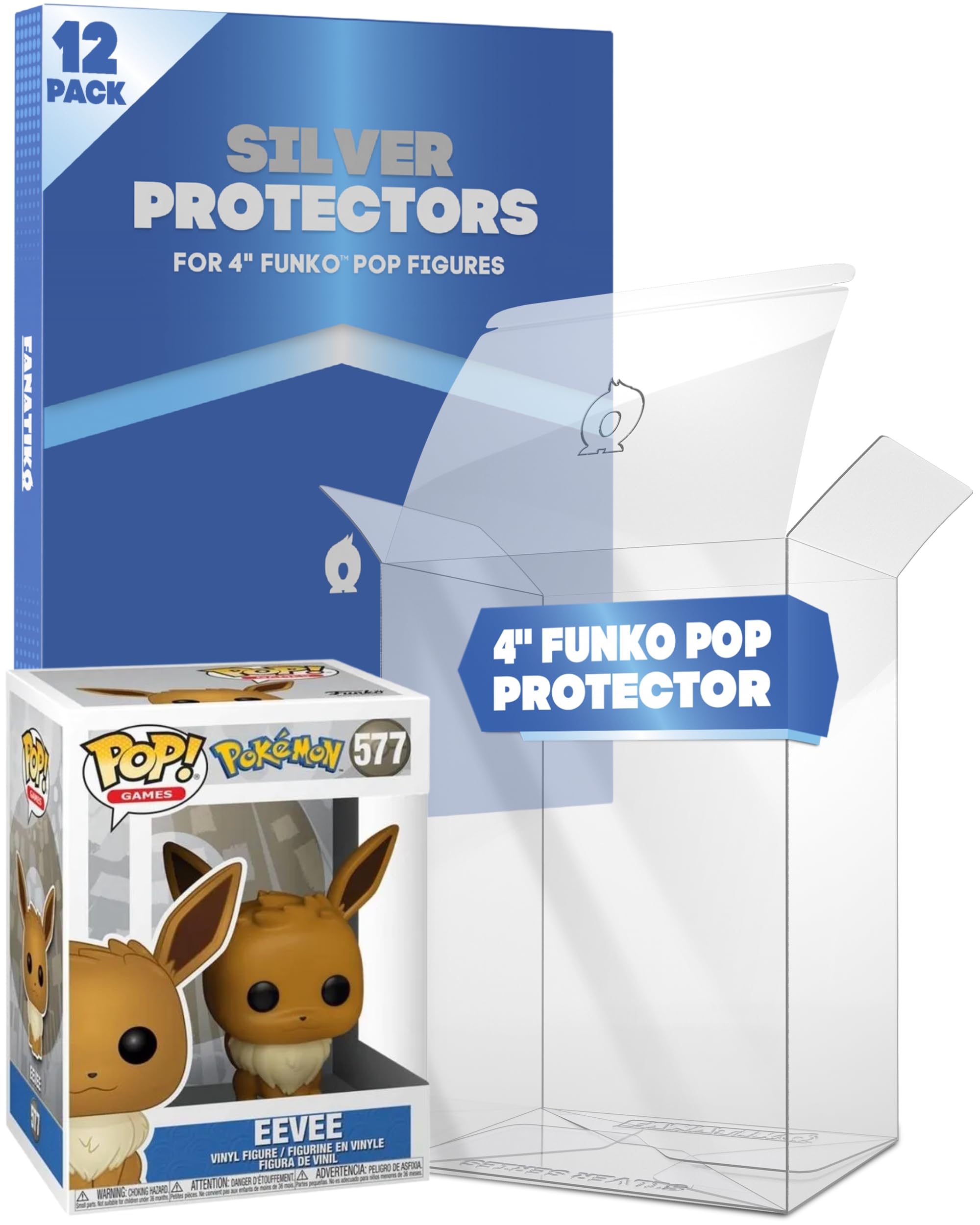 Fanatiko Pacchetto di 6, 12, 25 & 50 Protettori SILVER per Funko Pop 4'' – Protezione Funko Pop da 0,4 mm – Mantieni la tua Collezione in Perfette Condizioni Grazie al tuo Pop Protector