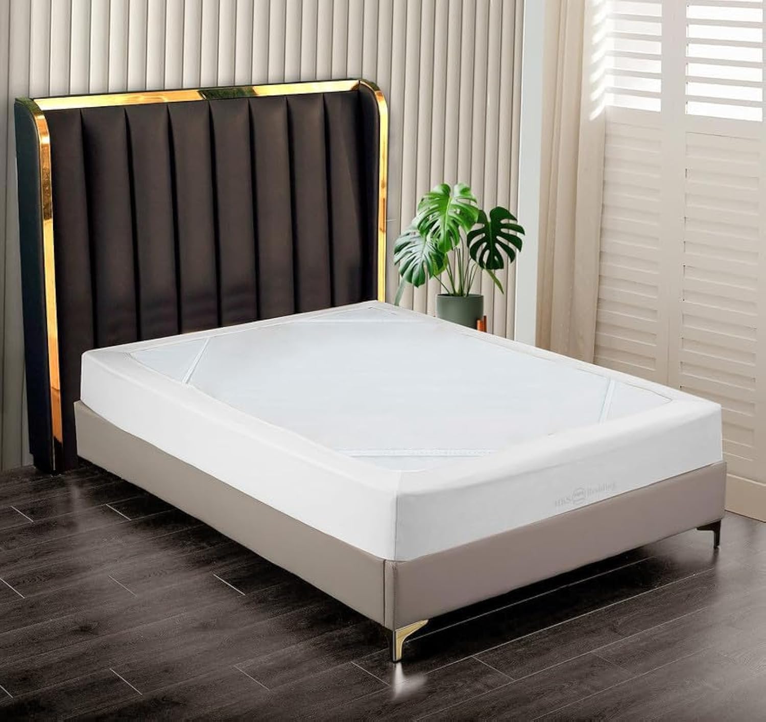 Box Spring Cover Full Size, Elastic Fabric Wrap Around 4 Sides Bed Skirt, Bed Skirts for Hotel/Home, Fits Box Springs up to 12”, White