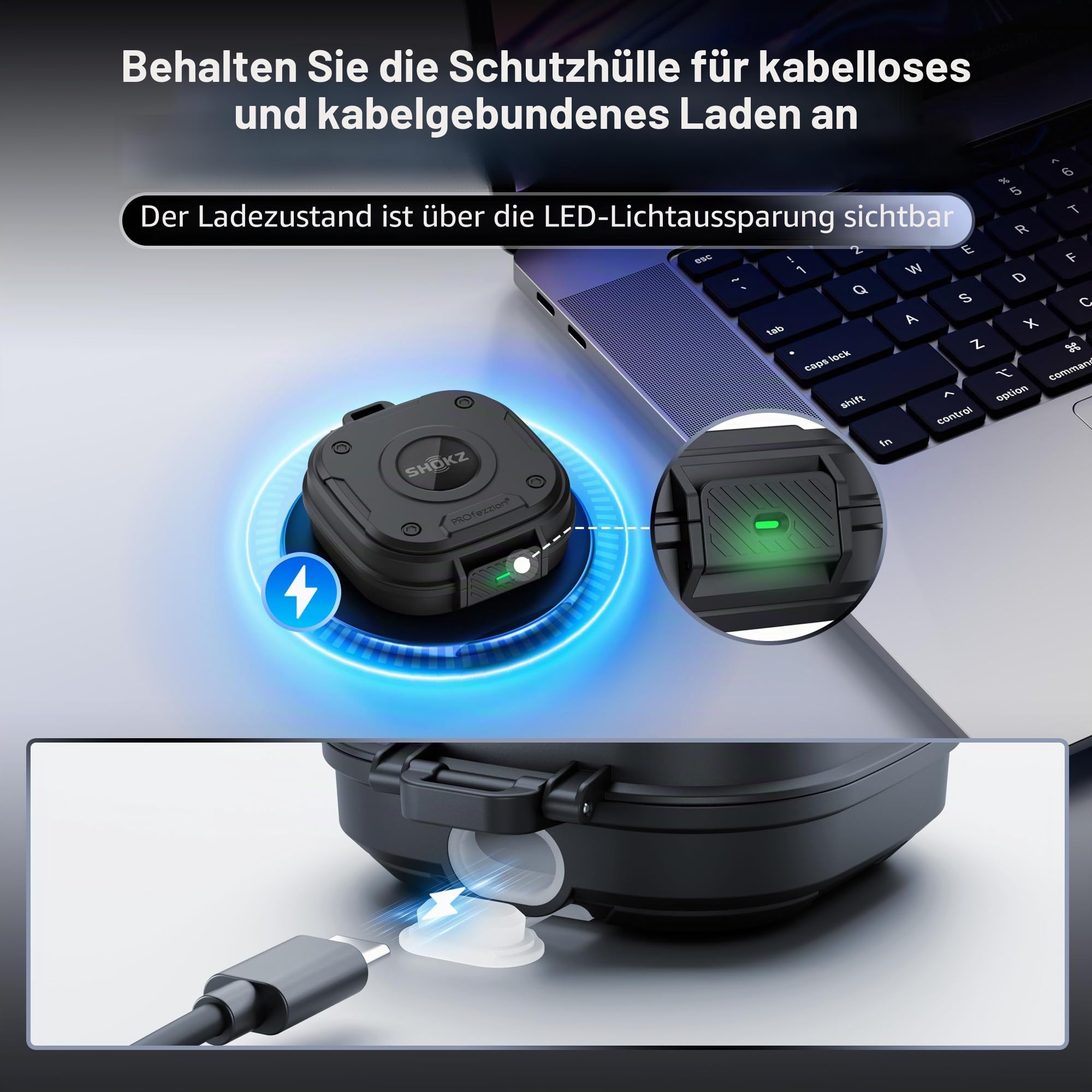 PROfezzion für Shokz OpenFit 2+ (2 Plus) Hülle Case Cover, Schwere Schutzhülle aus Hartkunststoff (ABS) mit Rundum-Schutz und Verriegelungsverschluss Kompatibel mit Shokz Open Fit 2 Plus