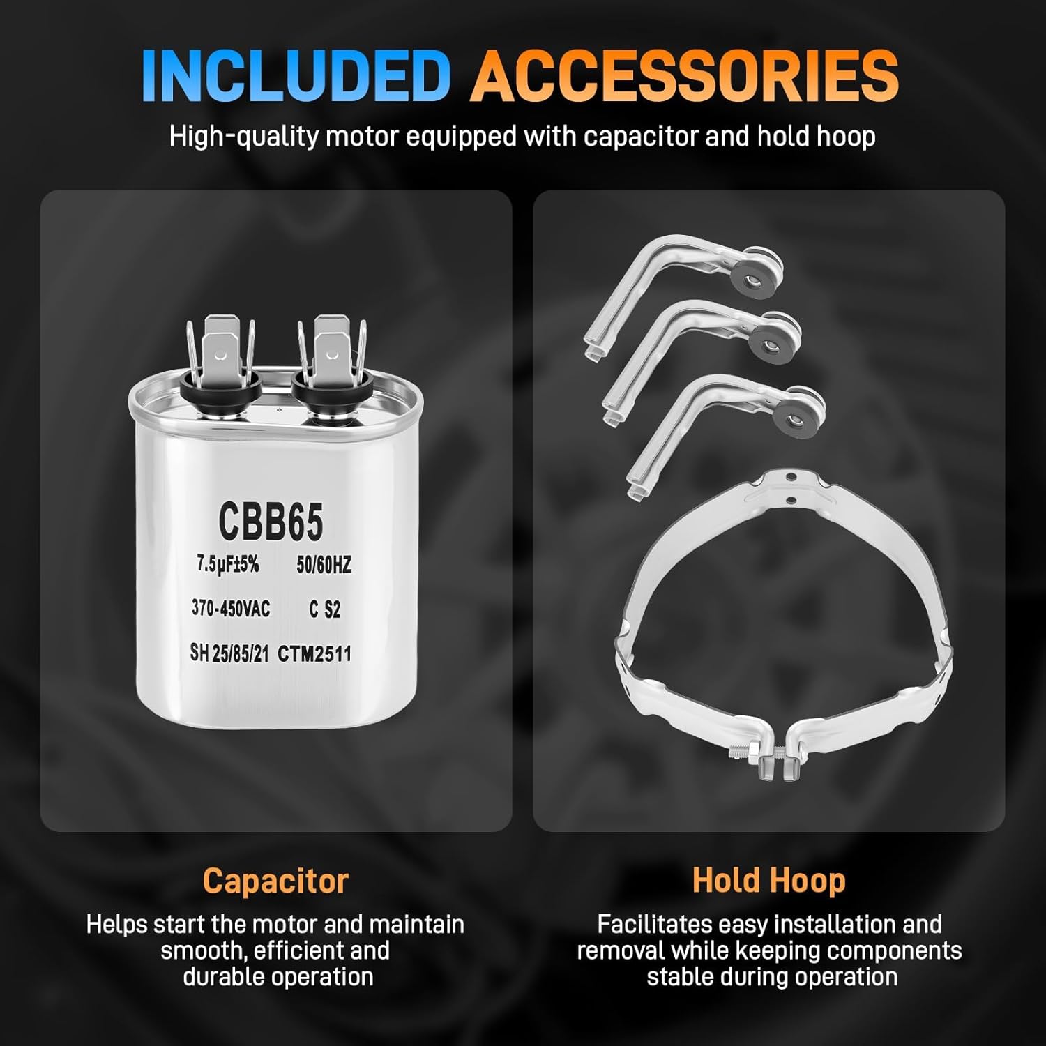 903075 1/3HP Electric Furnace Blower Motor with Capacitor for HVAC Systems, 240V 2.4A, 960RPM 4-Speed, Compatible with Nordyne Intertherm Miller E Series, Replaces # 5KCP39EGT057AS, 622235, 621675