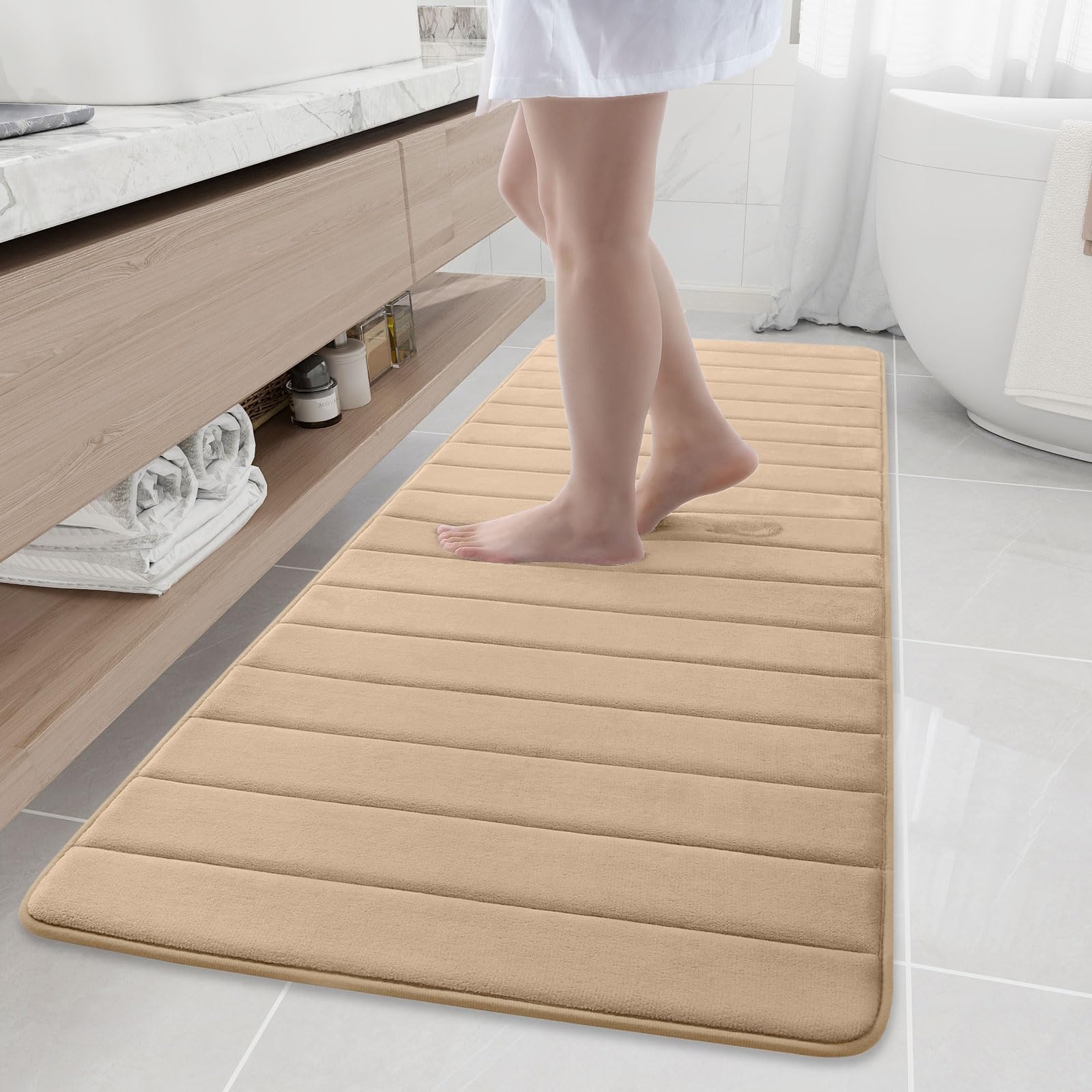 Buganda Memory Foam Bath Mat, 70" x 24", Ultra Soft and Non-Slip Bathroom Rugs, Water Absorbent and Machine Washable Bath Rug Runner for Bathroom,