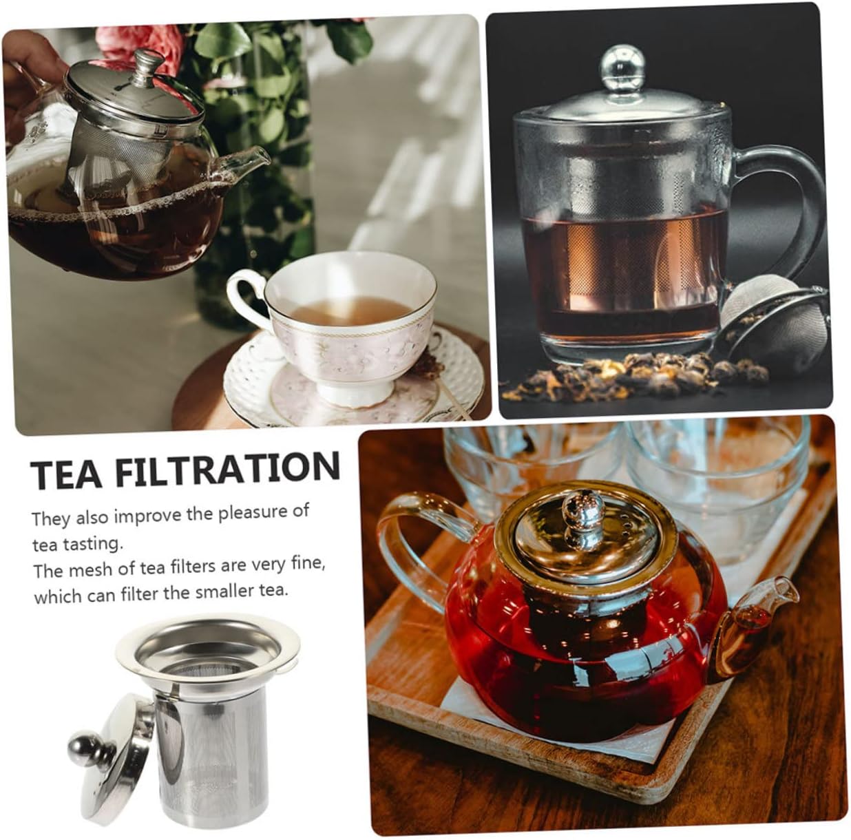 2Pcs Stainless Steel Tea Strainer for Loose Tea, Fine Mesh Filter