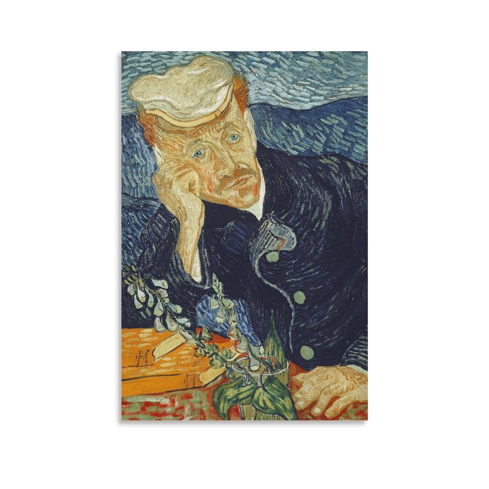 Portrait of Dr. Gachet by Vincent Van Gogh Wall Art Prints Poster Canvas Wall Art Prints Poster Photo Picture Painting Posters Room Decor 16x24inch(40x60cm)