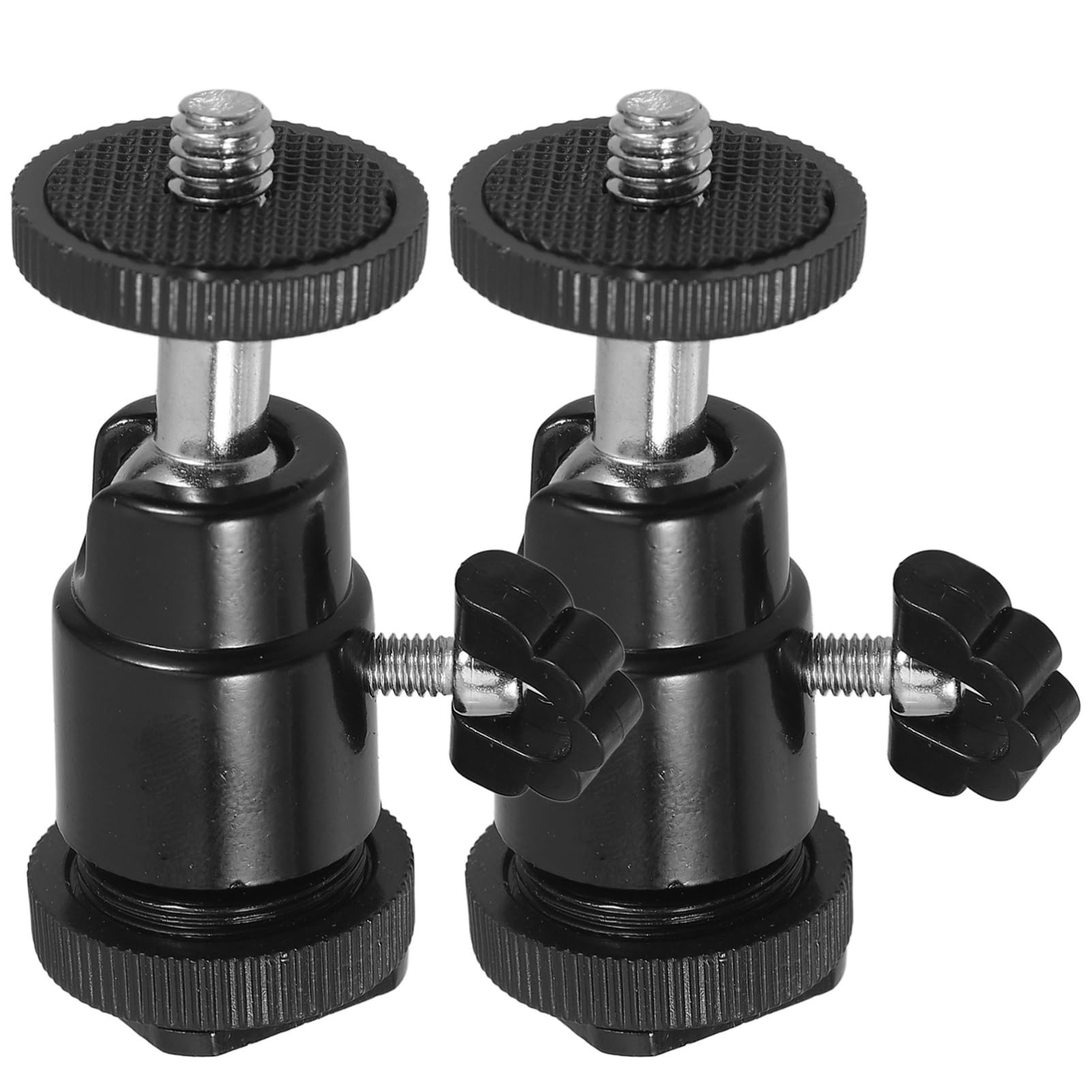 DOITOOL 1set Photography Fill Light Holder Tripod Head Car Action Camera Quad Flip Camera Tripod Mount Projector Tripod Ball Cam Rotating Compact Ball Head Camcorder Aluminum Alloy 2pcs