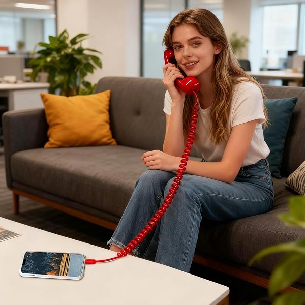 Combiné téléphonique rétro - Accessoire de bureau Jack 3,5 mm | combiné sans fil vintage | Récepteur téléphonique classique pour réunions, vidéoconférences, appels, ordinateur portable, bureau, maison - 2