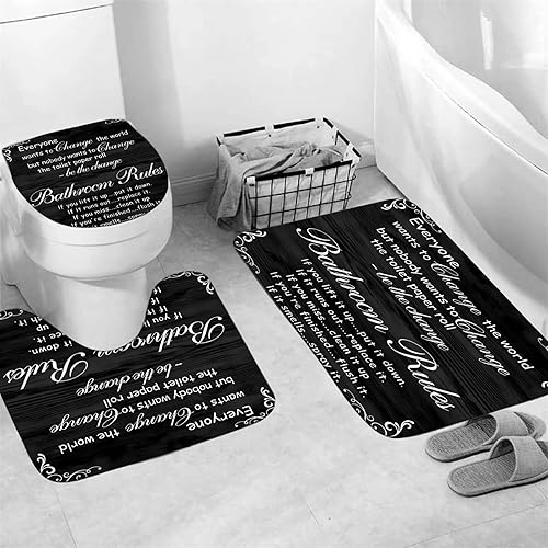 Miniatura 3 de AZHM Juego de cortinas de ducha con diseño de libro de hechizos negros con cortina de ducha y alfombras y accesorios para decoración de baño