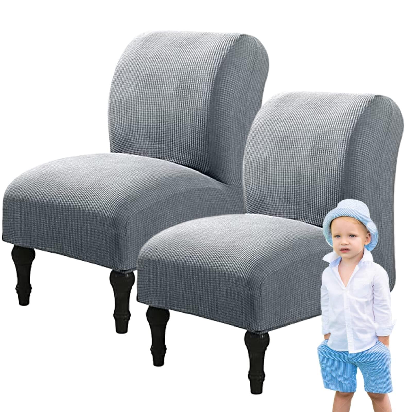 NMVAWIPT Armless Accent Chair Covers, Polyester+Spandex Stretch Slipcover, Removable Furniture Protector, For Home Hotel(#23,2pcs)
