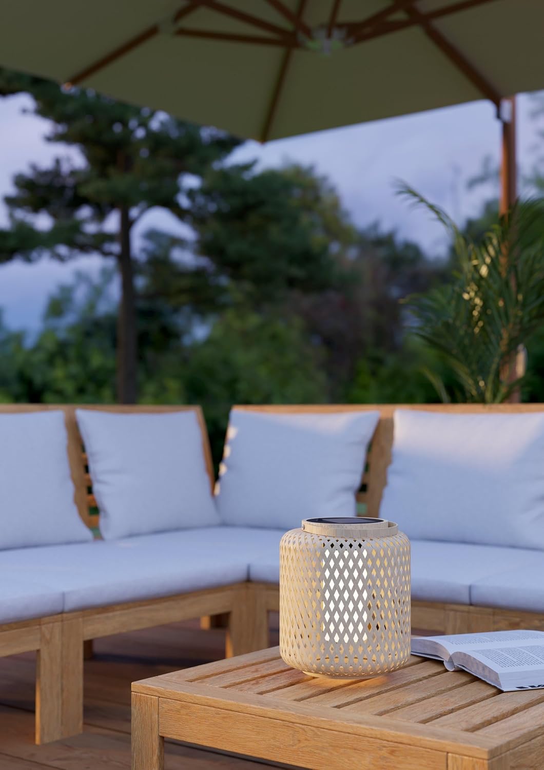 Eglo Marliano LED Table Lamp Outdoor Solar Powered Garden Patio Rattan Decoration Balcony Boho Lantern Wicker IP44
