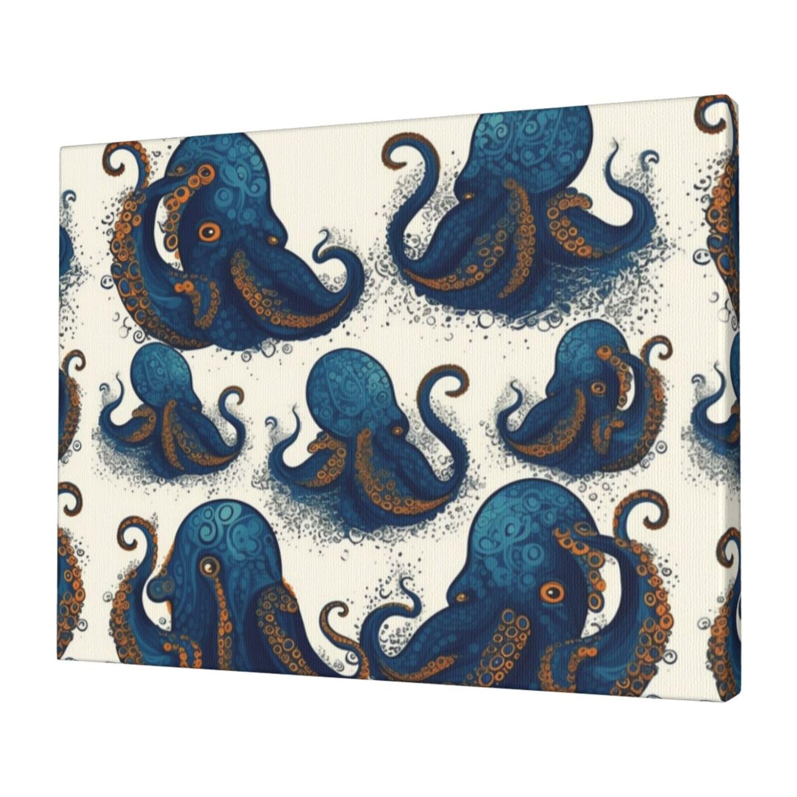 FodPand Canvas Wall Art for Living Room Wall Decor 12"x16" Modern Artwork Painting Pictures Hanging Canvas Prints Tentacles octopus Aesthetic Wall Art for Bedroom Bathroom Office Wallart Decor