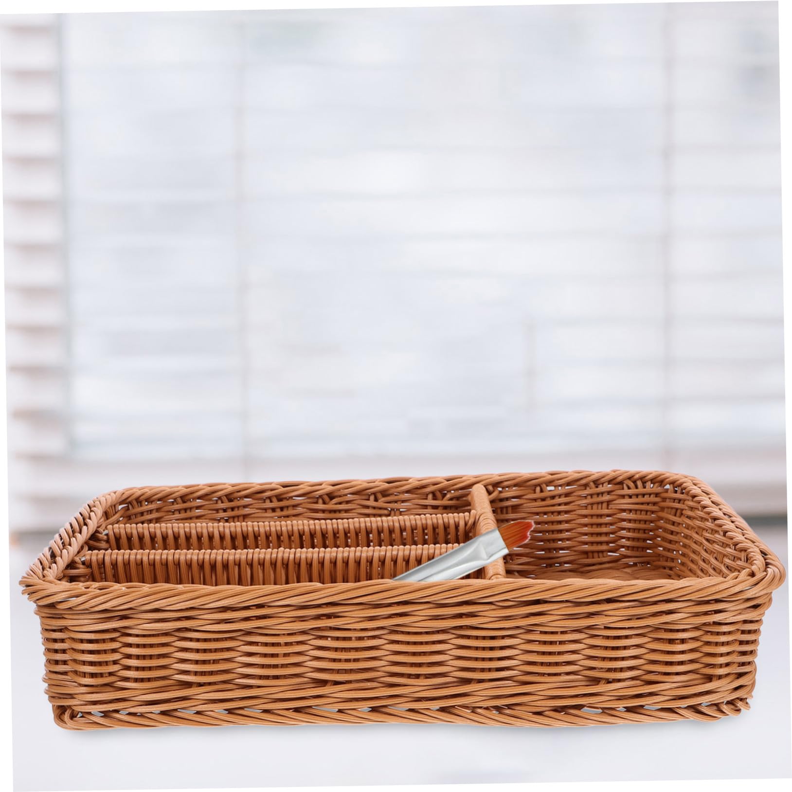 Panier de Rangement Rangement des Petits Outils 4 Compartiments pour Couverts en PP Capacité Profonde Antidérapante, Organisateur Cuisine et Salle de Bain