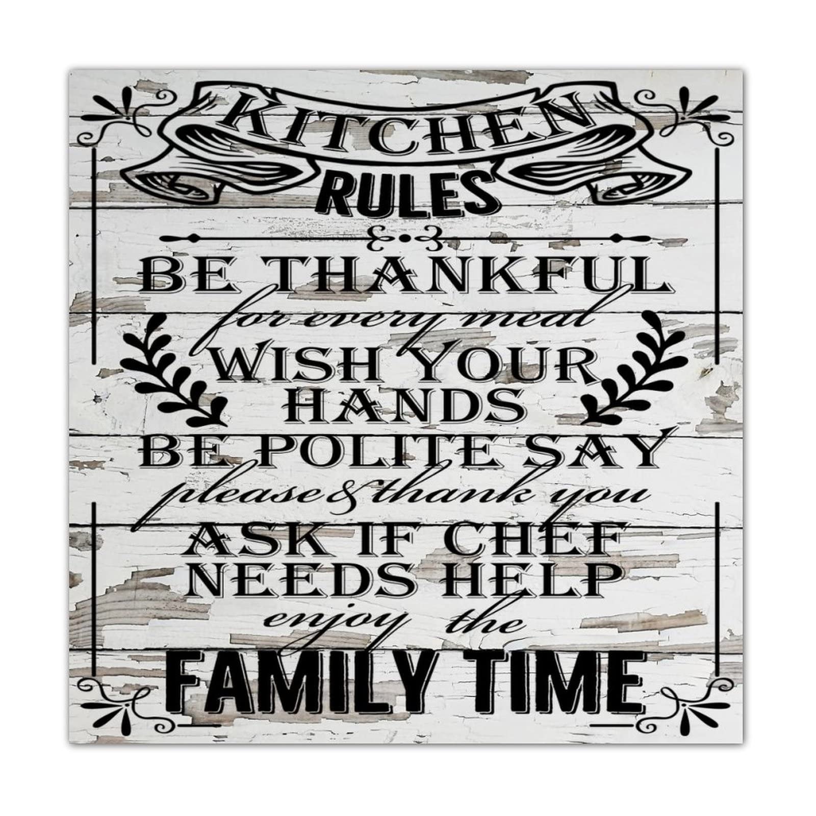 Plaque murale décorative en bois Kitchen Rules, panneau de caractère de 40 cm - 8