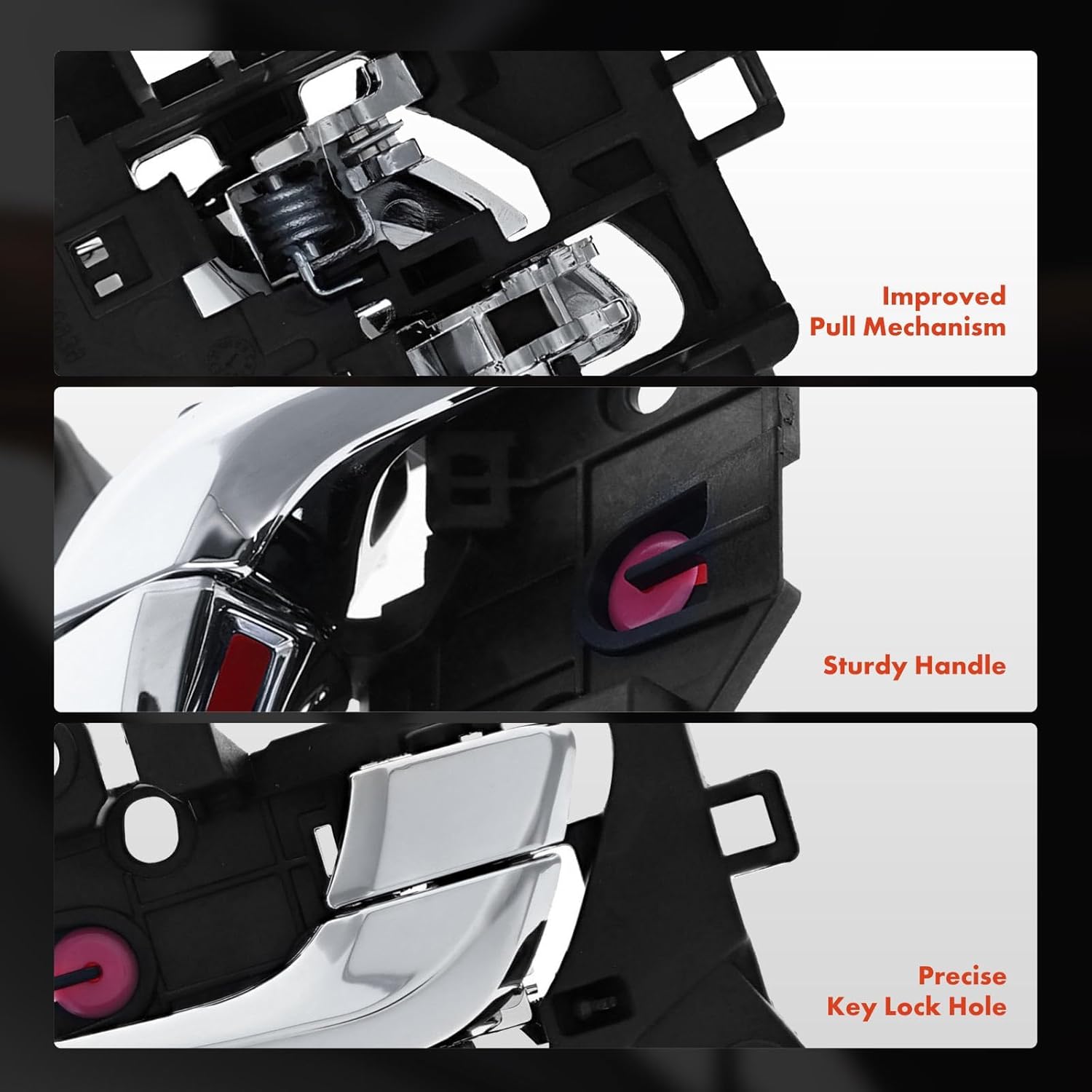 A-Premium Front Right Passenger Side Interior Door Handle Compatible with Hyundai Accent 2018 2019 2020 2021 2022, Chrome Lever