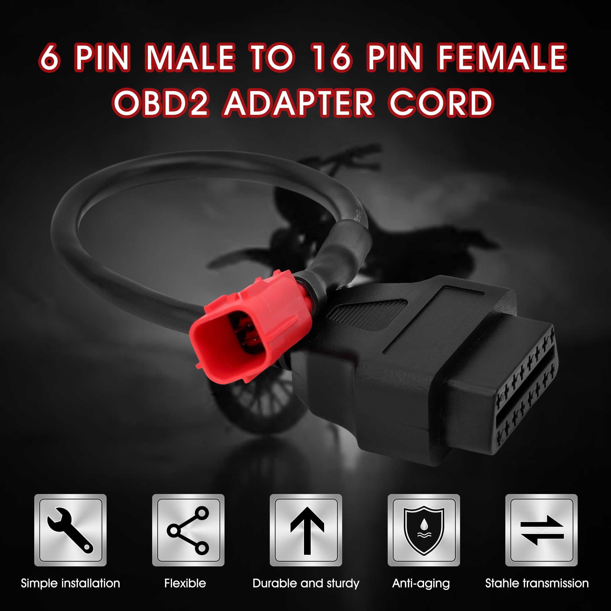 OBD2 Diagnosekabel OBD Fehlercodeleser Adapter 6 Pin auf 16 Pin Motorrad OBD-II Diagnosewerkzeuge Kabel 6 Polig OBDII Adapterkabel für Kawasaki für