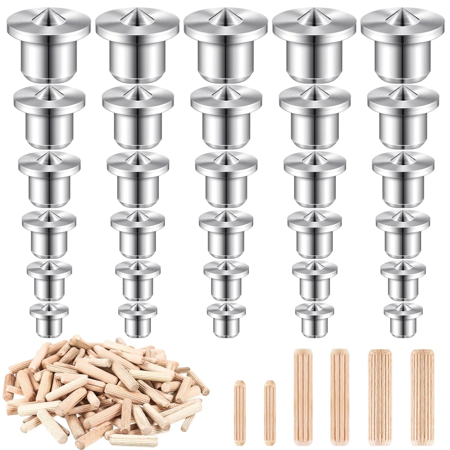 Willbond 30 Pcs Dowel Centering Pins in 6 Sizes 1/4'' 5/16'' 3/8'' 1/2