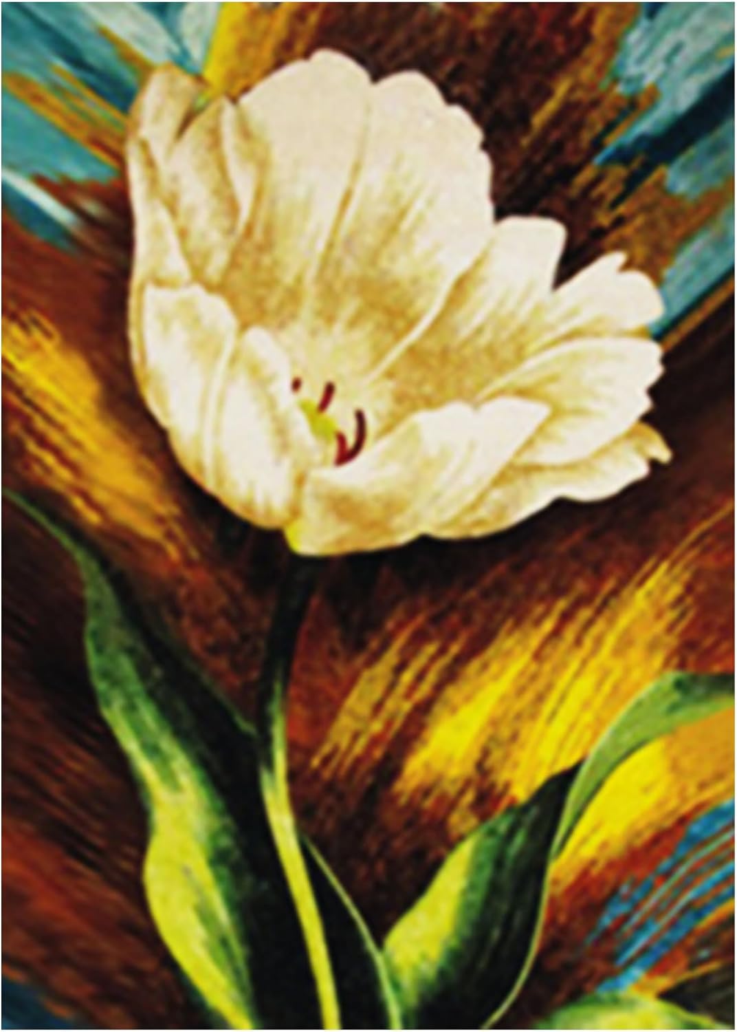 Handmade Golden Tulip Glass Mosaic Wall Art, Floral Tile Mosaic Artwork, Hand-Cut Botanical Contemporary Wall Décor