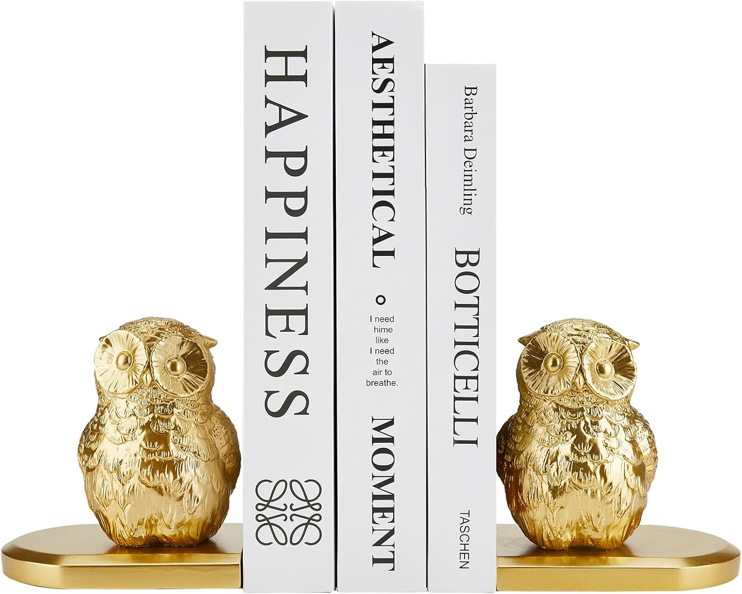 Book Ends, Bookends Gold Owl Bird, Kids Rooms, Non-Skid Bookend, Heavy Duty Resin Book Stopper for Books, Bookends for Shelves, Decorative Holder, Gift for Women, 9.05 * 3.7 * 4.72'' Gold