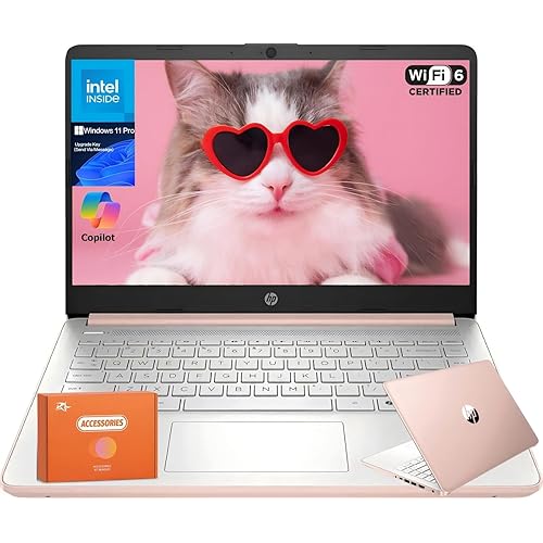 HP 2025 New Laptop for Student Business, Intel N150 CPU(Beats N4120), 14 Inch LED, 16GB RAM, 128GB UFS+256GB MSD+128GB USB, Wi-Fi 6, Copilot AI, 1 Year Microsoft 365, Windows 11 Pro, USB HUB, Mouse