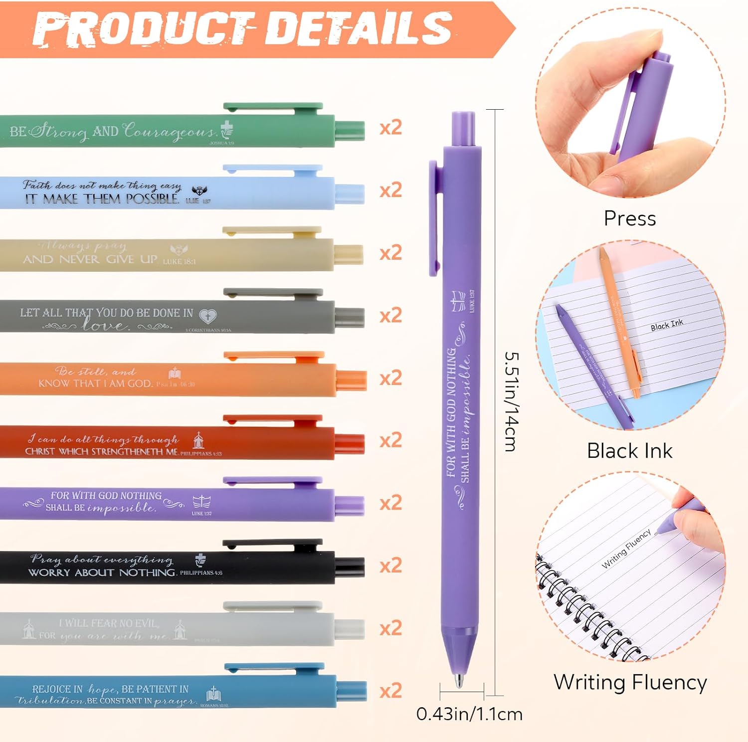 Harloon 20 Set Christian Gift Bible Verse Notebooks and Ballpoint Pens Inspirational Scripture Notebooks with Religious Pen Church Gift for Employee Office Teacher Sunday School Supply image 3