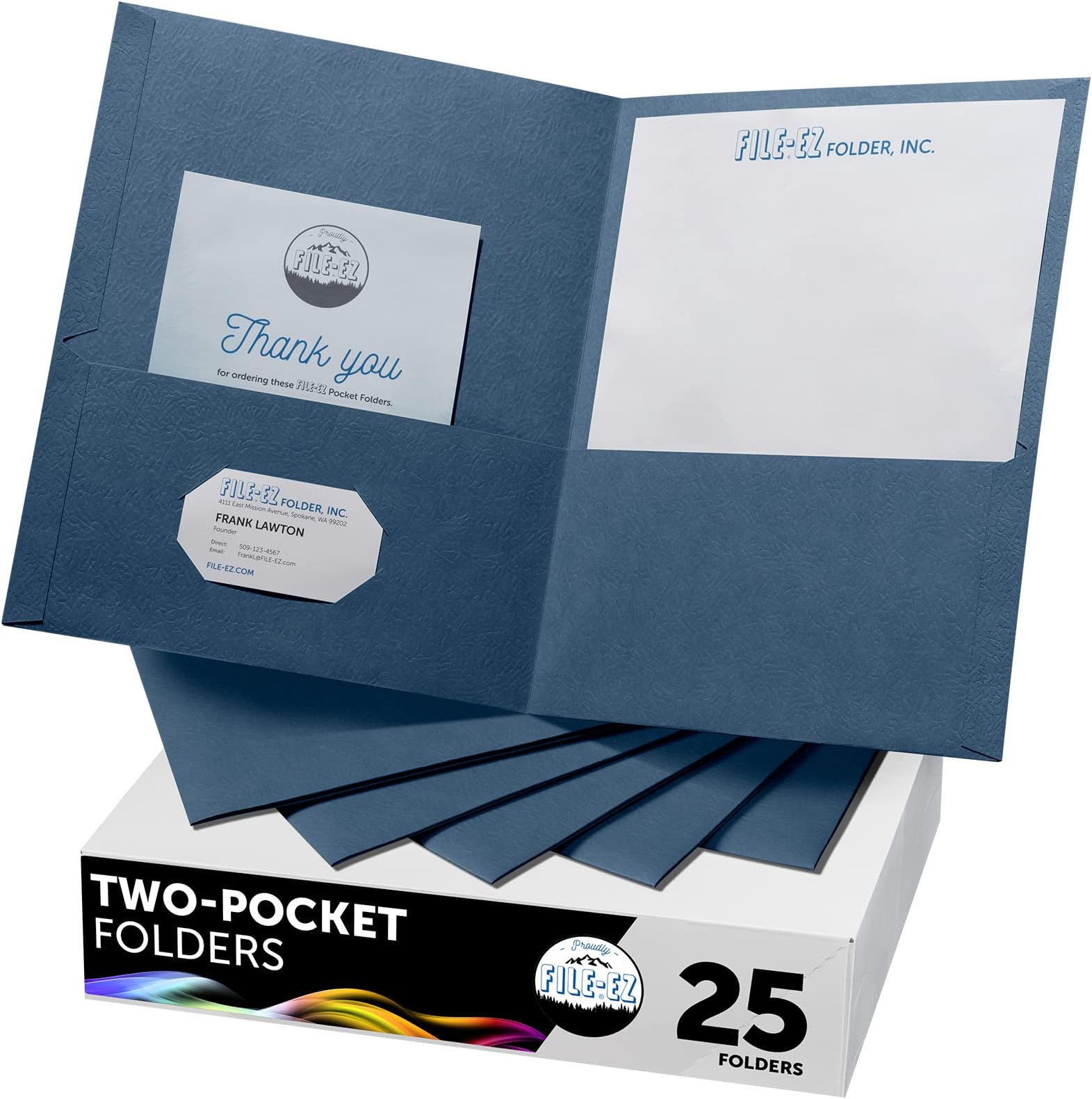 - FILE-EZ Two-Pocket Folders, Navy Dark Blue, 25-Pack, Textured Paper, Letter Size (EZ-32523)