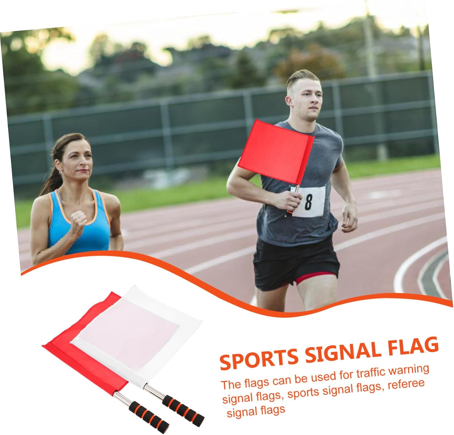 VICASKY 2Pcs Waving Signal Flags Conducting Flags for Traffic Safety Comfortable Grip Lightweight Durable for Sports Events and Racing