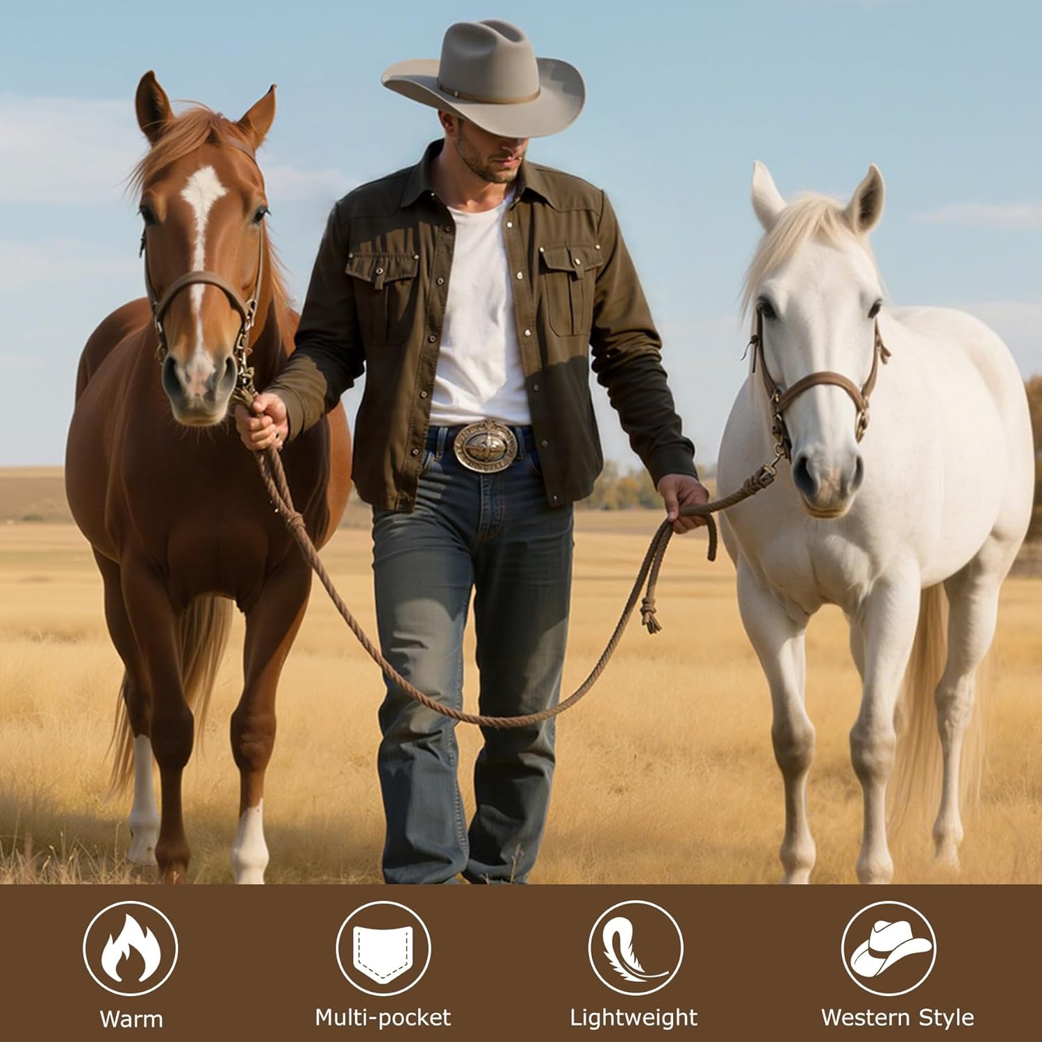 Zando Mens Flannel Lined Shirt Jacket Lightweight Snap Button Western Twill Cowboy Jacket for Men Outdoor Shirt Jackets - Image 2