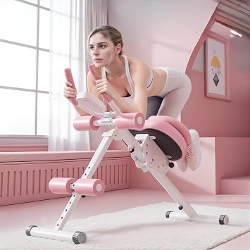 Abdominal Machine, Ab Exercise Machine, Adjustable Abdominal Trainer for Exercising Abs in the Home Gym, Foldable, Knee Protection, Abdominal Trainer for Exercising Abdominals, Red, Black