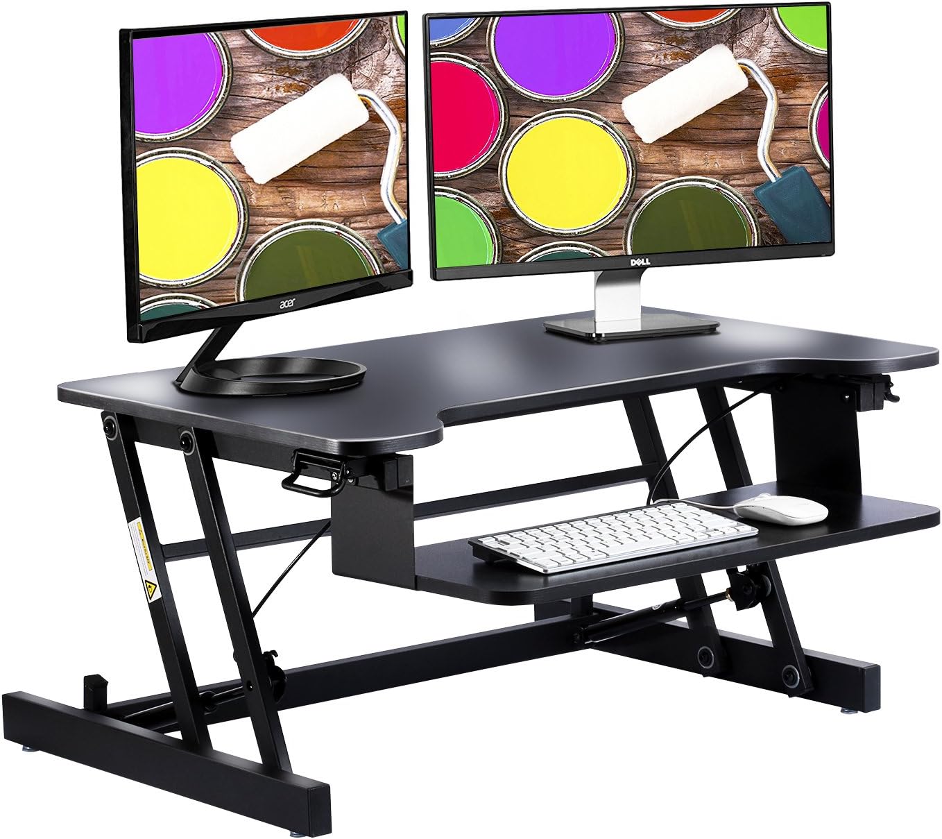 NIUKU Height Adjustable Standing Desk, Sit Stand Desk Riser (32" Computer Workstation-Black)